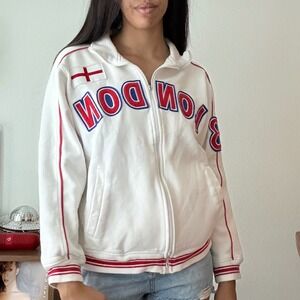 Badge Classics London 84 Zip Up Track Jacket White Red Blue Mens Large L